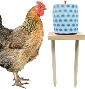 Chicken Coop Accessories, Chicken Beak Grinding Calcium Stone with Woodem Stake, Chicken Toys for Coop, Chicken Enrichment Toys, Chicken Coop Toys for Hens, Ducks, Geese, Turkeys, Poultry