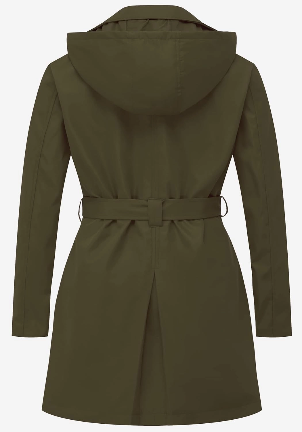 Chrisuno Women's Plus Size Double Breasted Trench Coats Mid-Length Belted Overcoat Dress Jacket with Detachable Hood
