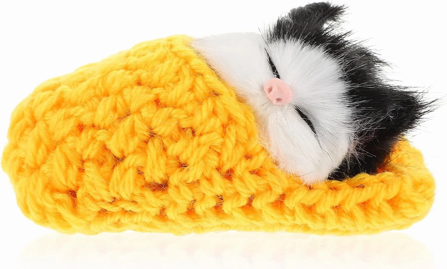 Ciieeo in Slippers Cats Doll Toy Mini Kitten in Shoe with Meows Sounds Sleeping Kitten Toy Decors for Home Table Car Decor Kids (Yellow)