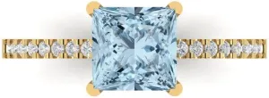 Clara Pucci 1.62 Ct Princess Cut VVS1 Natural Sky Blue Topaz – Solitaire with Accents Statement Ring for Women – Solid 14K Yellow Gold – Birthstone Graduation or Anniversary Bridal Gift (Size)