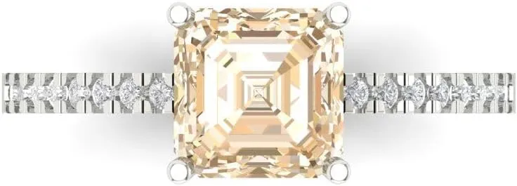 Clara Pucci 2.7 Ct Cushion Cut VVS1 Natural Morganite – Solitaire with Accents Statement Ring for Women – Solid 14K White Gold – Birthstone Graduation or Anniversary Bridal Gift (Size)