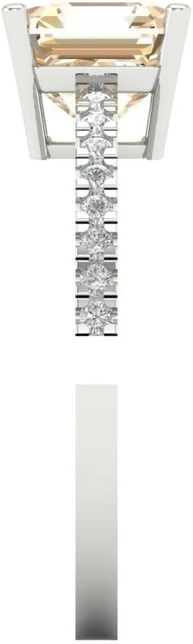 Clara Pucci 2.7 Ct Cushion Cut VVS1 Natural Morganite – Solitaire with Accents Statement Ring for Women – Solid 14K White Gold – Birthstone Graduation or Anniversary Bridal Gift (Size)