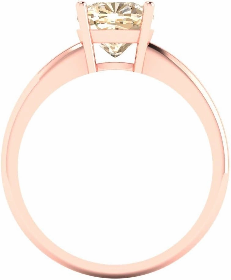 Clara Pucci 2.0 ct Cushion Cut Solitaire Genuine Natural Morganite Wedding Bridal Designer Anniversary Engagement Ring 14k Rose Gold