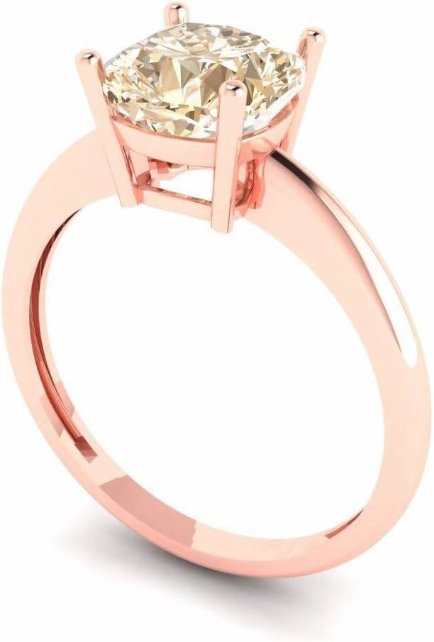 Clara Pucci 2.0 ct Cushion Cut Solitaire Genuine Natural Morganite Wedding Bridal Designer Anniversary Engagement Ring 14k Rose Gold