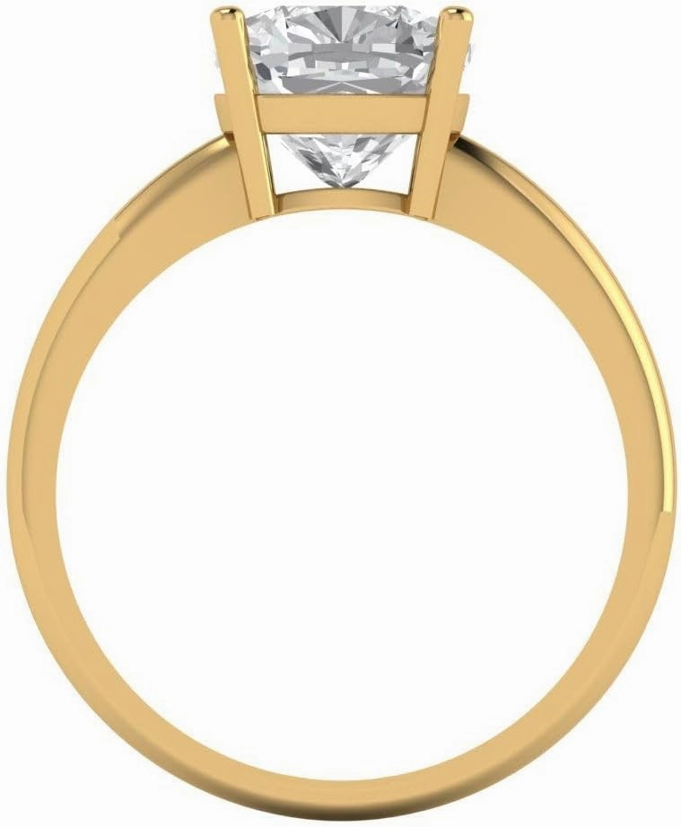 Clara Pucci 2.5Ct Cushion Cut Solitaire Moissanite Engagement Ring - Solid 14K Yellow Gold