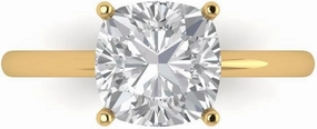 Clara Pucci 2.5Ct Cushion Cut Solitaire Moissanite Engagement Ring - Solid 14K Yellow Gold