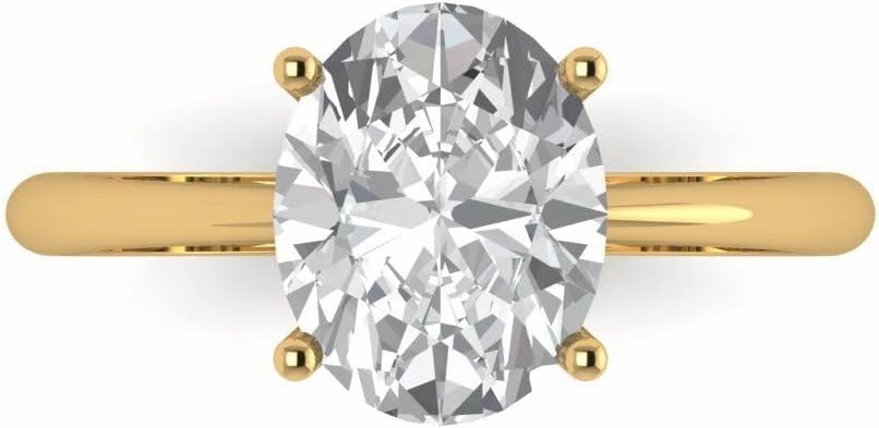 Clara Pucci 2.5Ct Oval Cut Solitaire Moissanite Engagement Ring - Solid 14K Yellow Gold