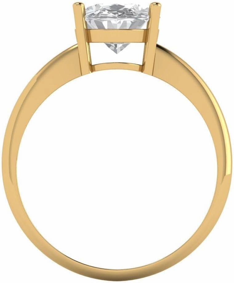 Clara Pucci 2.5Ct Oval Cut Solitaire Moissanite Engagement Ring - Solid 14K Yellow Gold