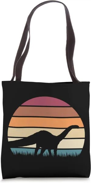 Classic Retro Sunset Brontosaurus Jurassic Dinosaur Tote Bag