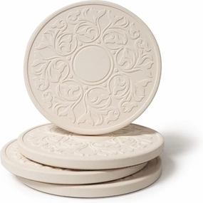 CoasterStone Absorbent Stone Coasters, “Victorian Lace Set of 4