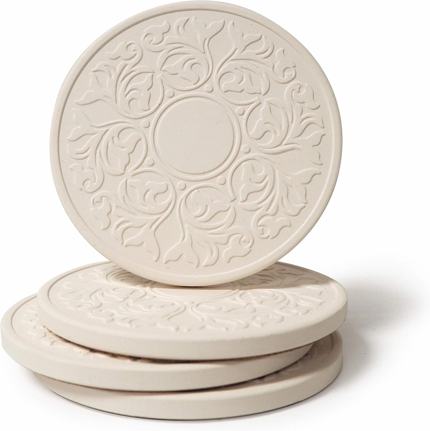 CoasterStone Absorbent Stone Coasters, “Victorian Lace Set of 4