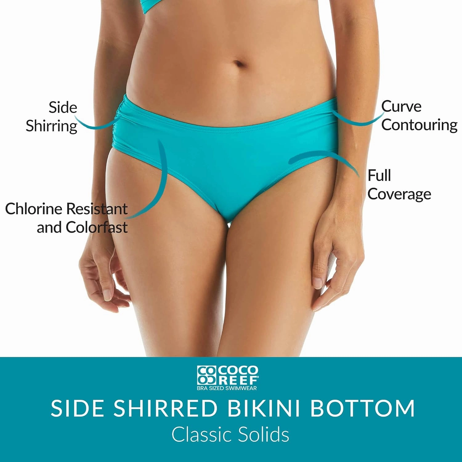 COCO REEF Side Shirred Bikini Swim Bottom — Classic Low Rise Ruched