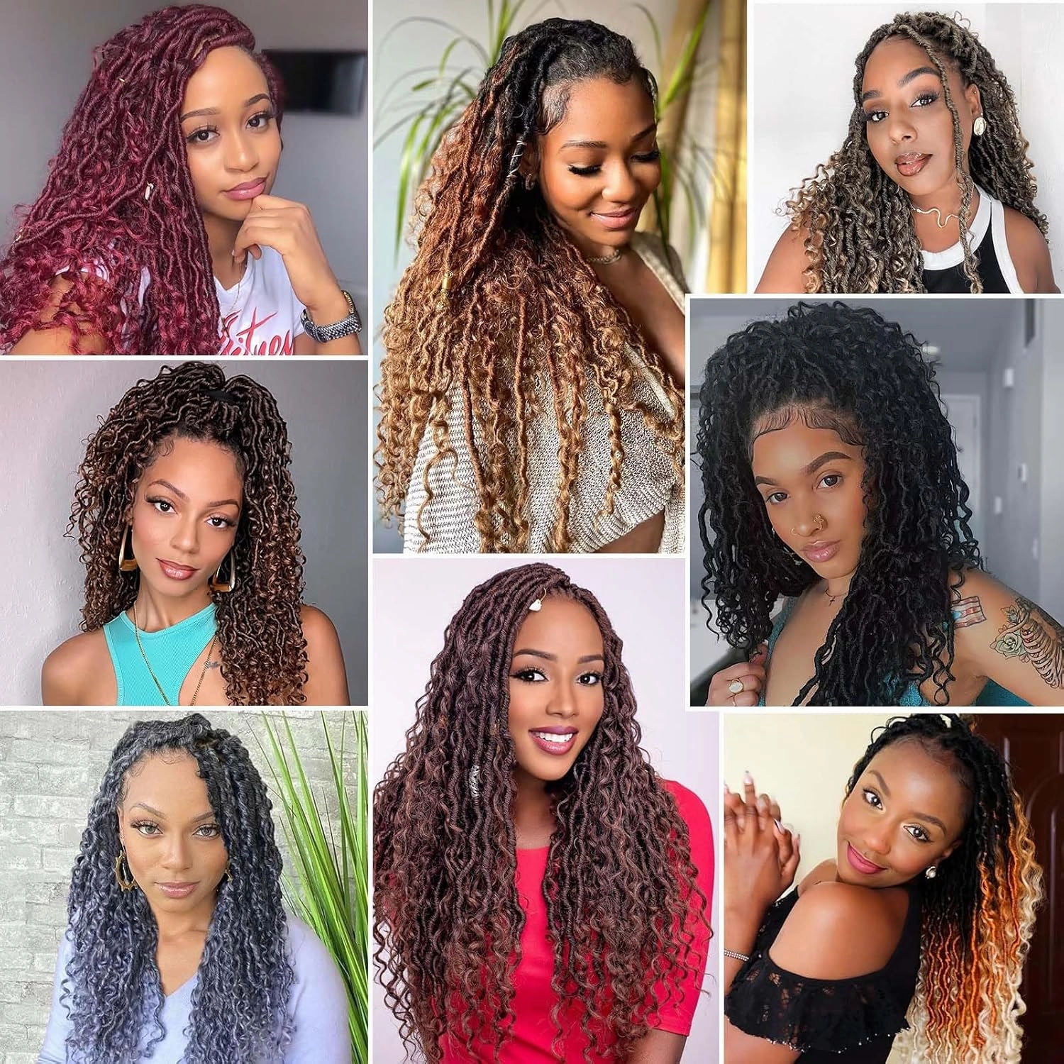 Col Bling Goddess Locs Crochet Hair 14 Inch, 8 Packs Faux Locs Crochet Hair Pre Looped for Women, Boho Crochet Locs with Curly Ends (14 Inch 1#)