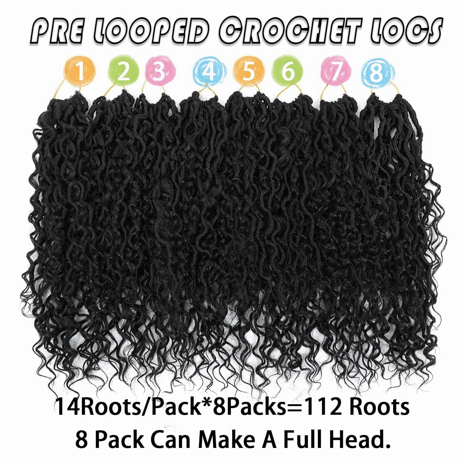 Col Bling Goddess Locs Crochet Hair 14 Inch, 8 Packs Faux Locs Crochet Hair Pre Looped for Women, Boho Crochet Locs with Curly Ends (14 Inch 1#)