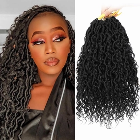 Col Bling Goddess Locs Crochet Hair 14 Inch, 8 Packs Faux Locs Crochet Hair Pre Looped for Women, Boho Crochet Locs with Curly Ends (14 Inch 1#)