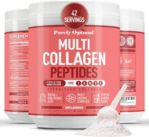 Collagen Supplement for Women - Peptides Powder with Biotin & Hyaluronic Acid for Hair, Nails, Skin, Bones & Joints, Unflavored, Easy Mixing 42 Servings