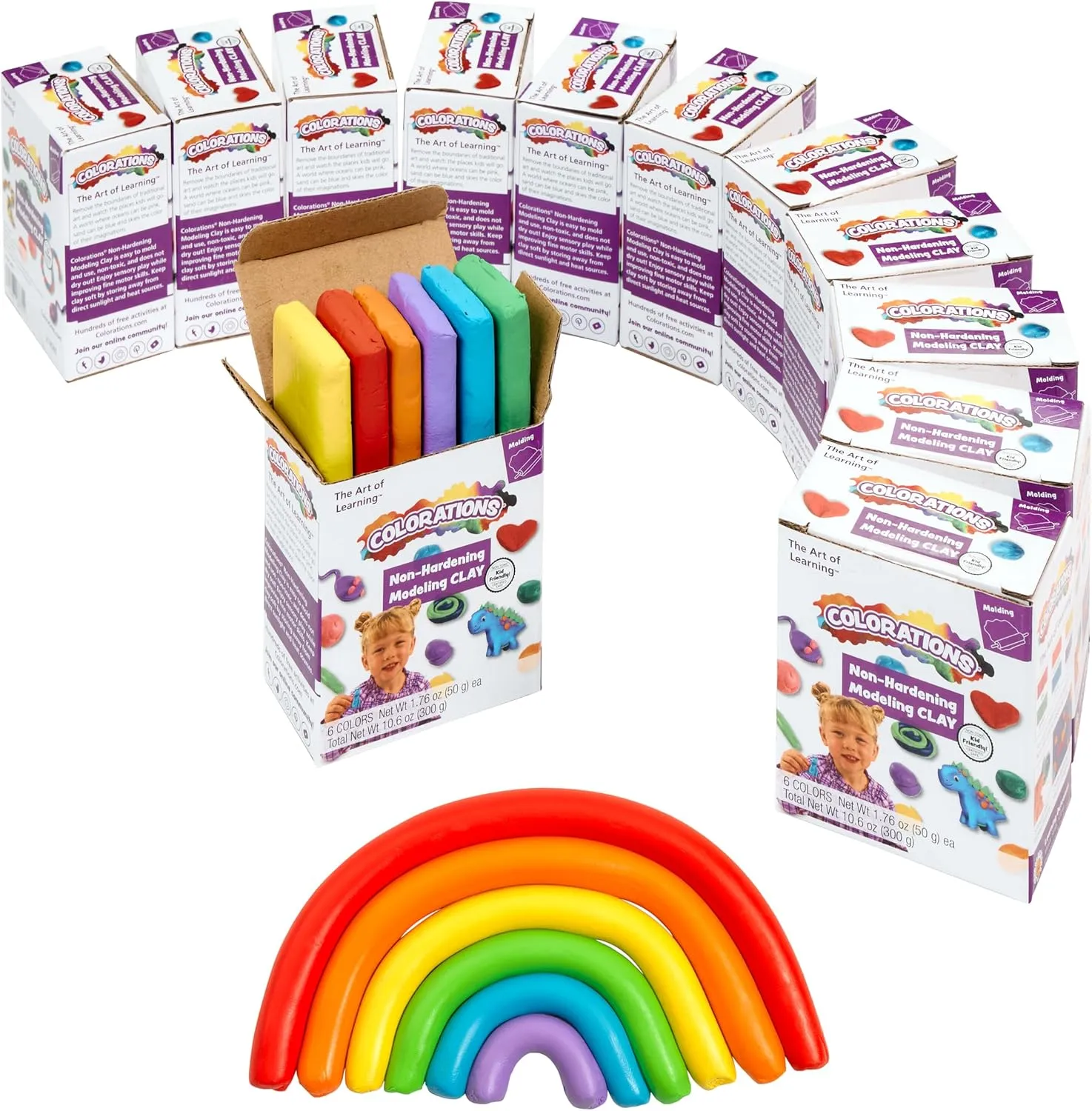 Colorations Non-Hardening Clay - 12 Sets, 6 Colors Each