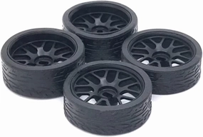 Compatible with 284131 K969 K989 for Mini-Z for Mini-Q 1/28 RC Car Upgrade Metal Wheel Pattern for Racing Tires 2 Narrow 2 Wide RC Wheel Tires(Blue)