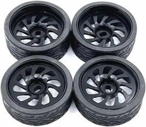 Compatible with Wltoys 284131 K969 K979 K989 for Kyosho for Mini-Z 1/28 RC Car Upgrades Parts 26Mm for Racing Tire Tyre Metal Wheel Rim RC Wheel Tires(Black)