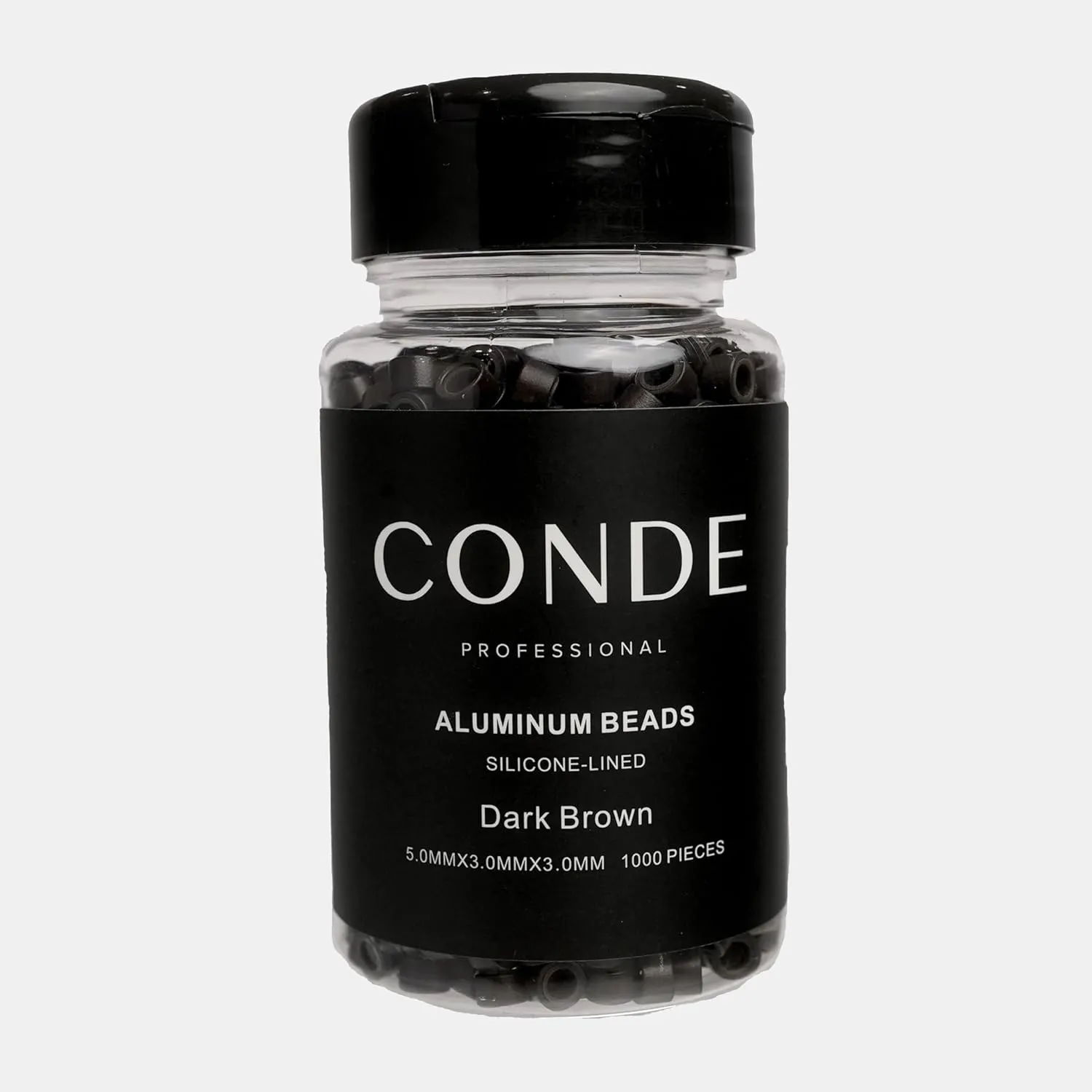 Conde Professional Hair Extension Beads - Brown Aluminum Micro Beads with Silicone Lining for Damage-Free Hold, 1000 Pcs - Perfect for Hair Tinsel Beads and I-tip