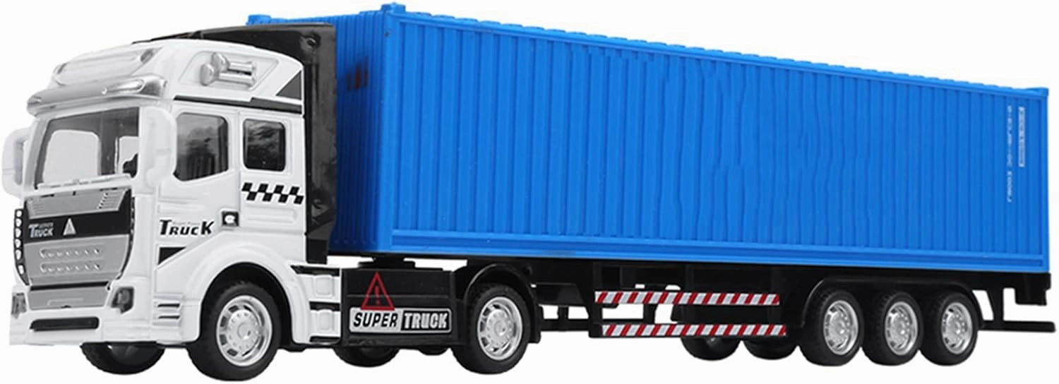 Container Truck Toy,1: 48 Alloy Container Truck Model Toy Children Car Toys Vehicle (Blue)