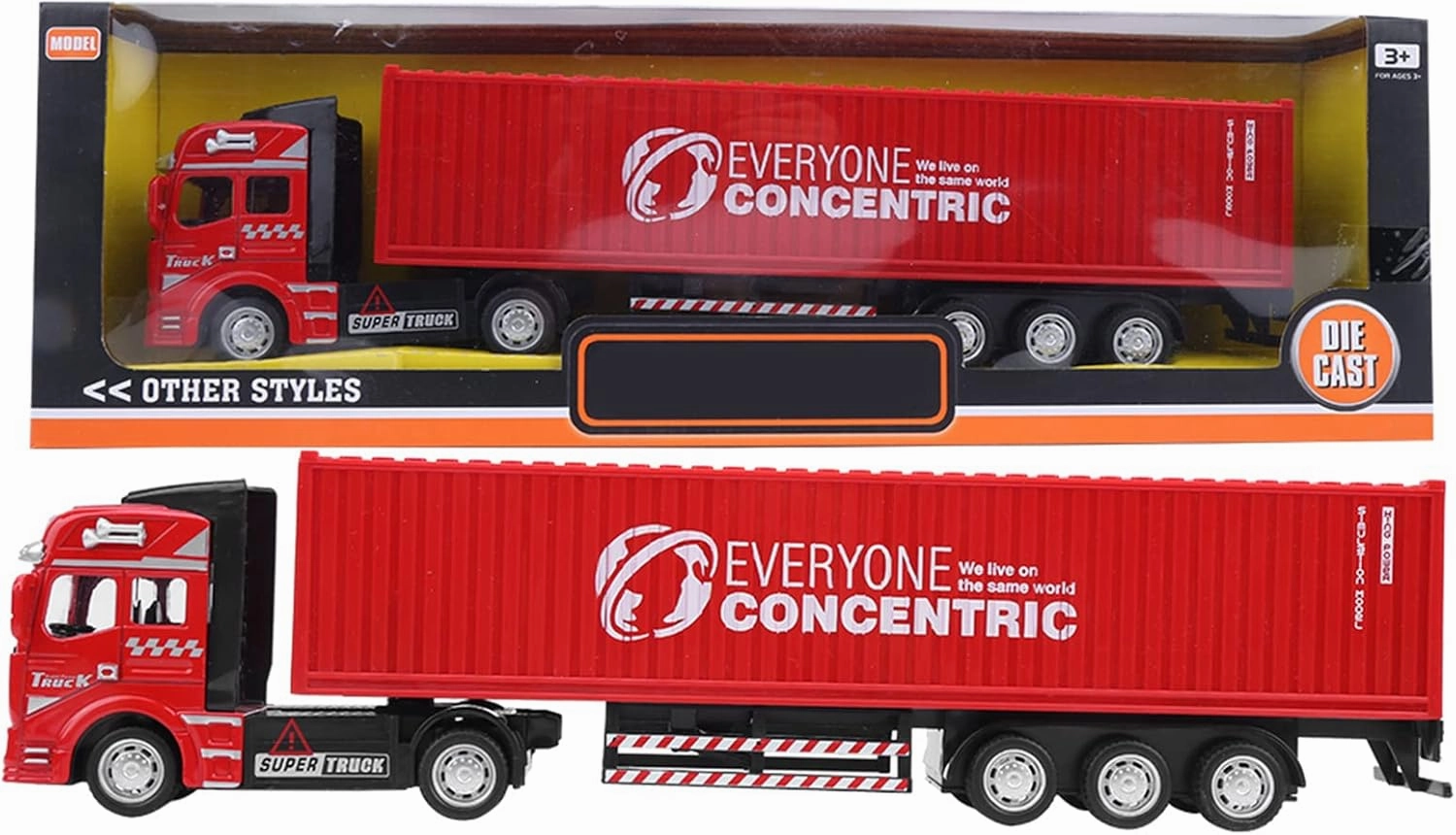 Container Truck Toy, 1:48 Alloy Plastic Model, Red