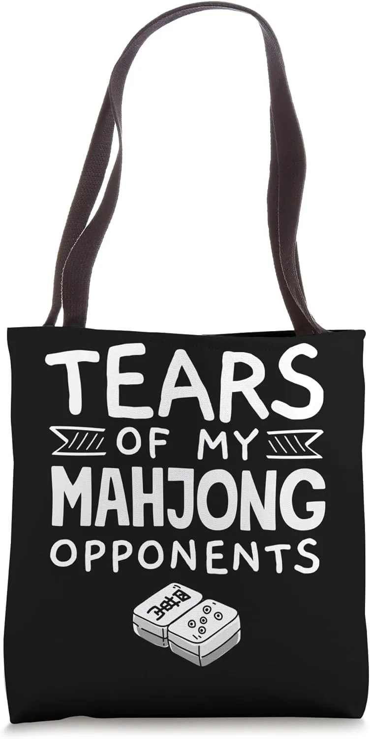 Cool Mahjong Players Play Tiles Design American Mahjongg Tote Bag