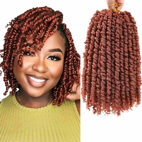 Copper Red Passion Twist Crochet Hair 10 Inch 9 Packs Pre-twisted Passion Twist Hair Pre Looped Crochet Hair for Black Women Bohemian Short Crochet Passion Twist Hair for Kids and Girls (10 Inch,350)