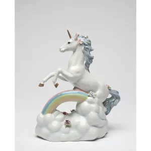 Cosmos Gifts 80118 Fine Porcelain Unicorn Jumping Over the Rainbow Musical Figurine (Tune: Over the Rainbow) 8-1/8" Tall