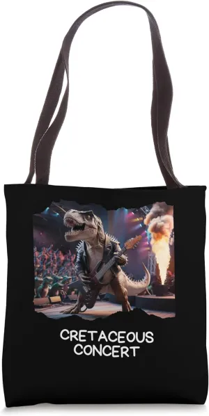 Cretaceous Concert Dinosaur Playing Guitar Funny Music Tote Bag