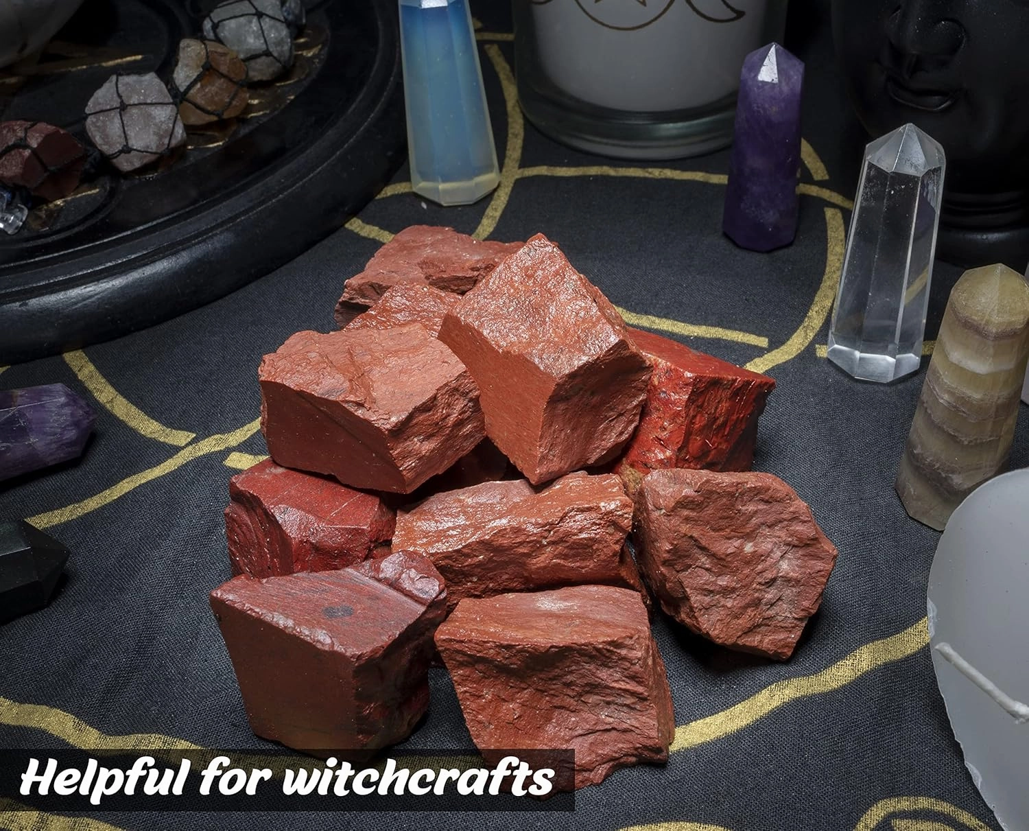 Crocon 1LB Red Jasper Bulk Raw Rough Rock Natural Gemstones Tumbling Cabbing for Chakra Stone Balancing Reiki Healing Good Luck Spiritual Home Office Decor