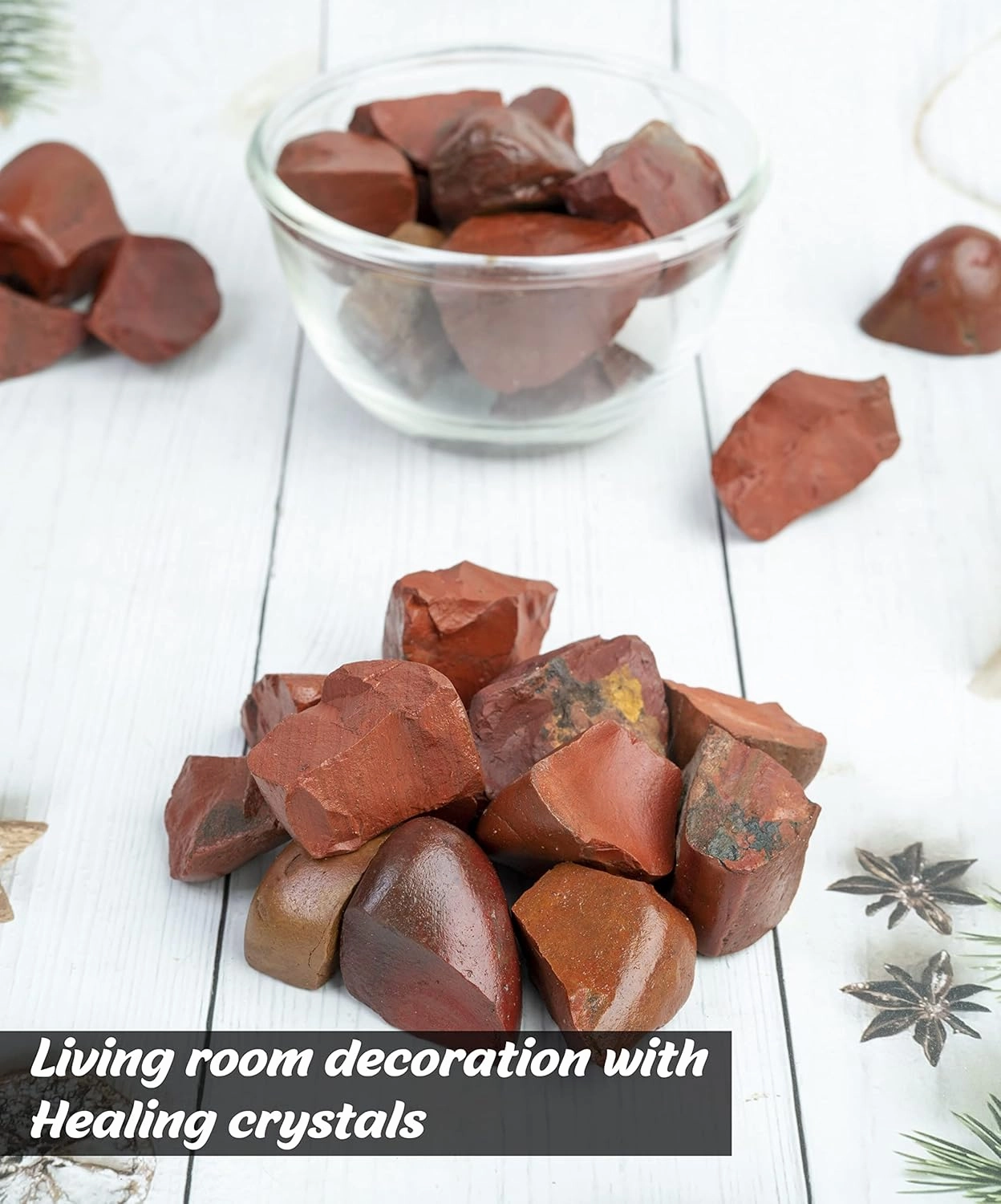 Crocon 1LB Red Jasper Bulk Raw Rough Rock Natural Gemstones Tumbling Cabbing for Chakra Stone Balancing Reiki Healing Good Luck Spiritual Home Office Decor