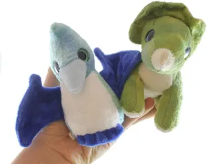 Curious Minds Busy Bags Set of 2 Cute Mini Plush Dinosaurs - Triceratops and Pterodactyl - Dino Plush Stuffed Animals- Adorable Mini Plushie Stuffie - Dinosaur