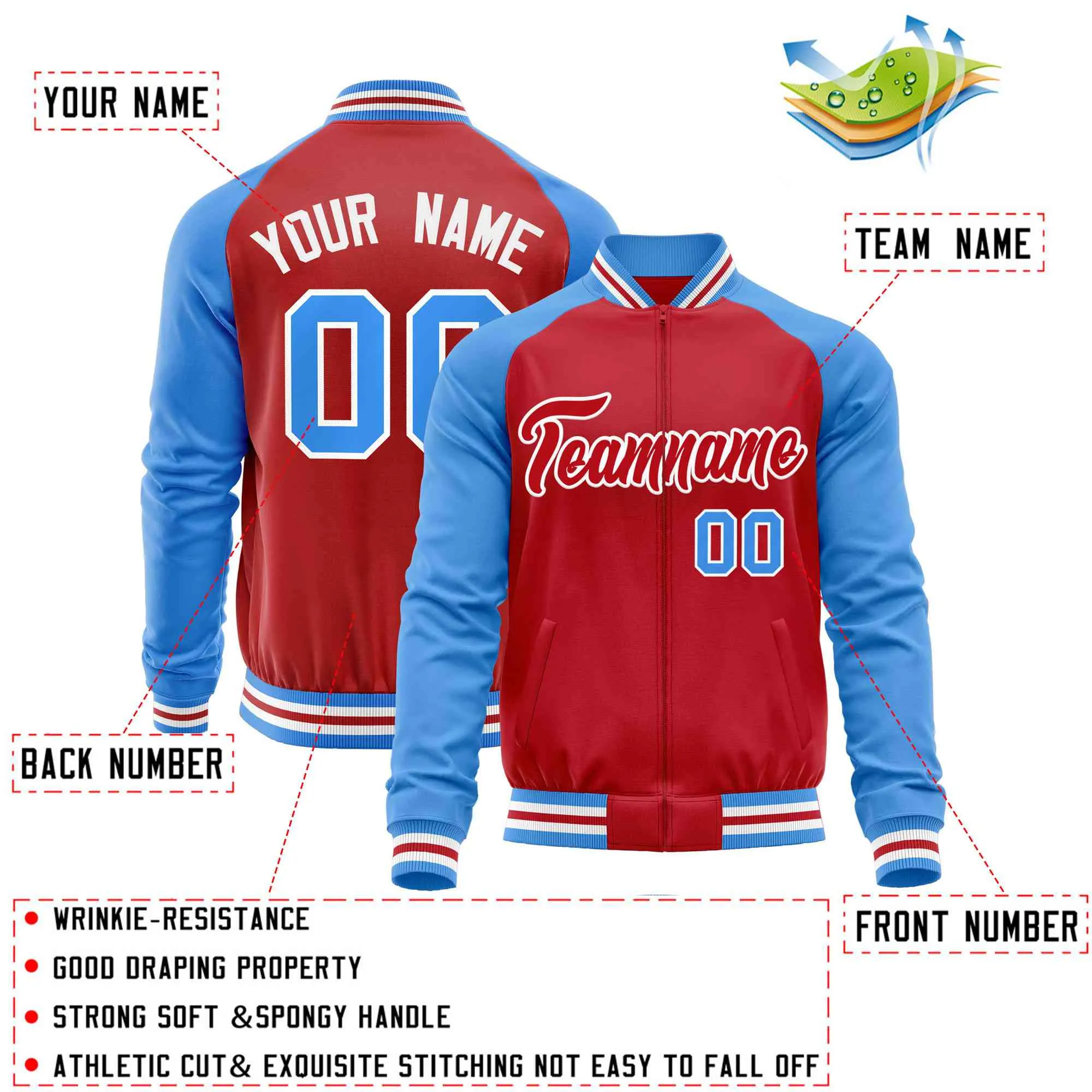 Custom Raglan Sleeves Casual Lightweight Varsity Jacket Personalized Stitched Letters & Number  Baseball Coat
