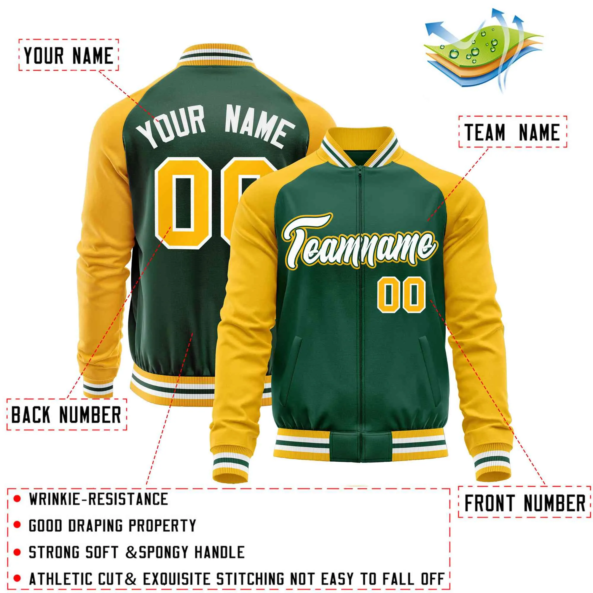 Custom Raglan Sleeves Casual Lightweight Varsity Jacket Personalized Stitched Letters & Number  Baseball Coat