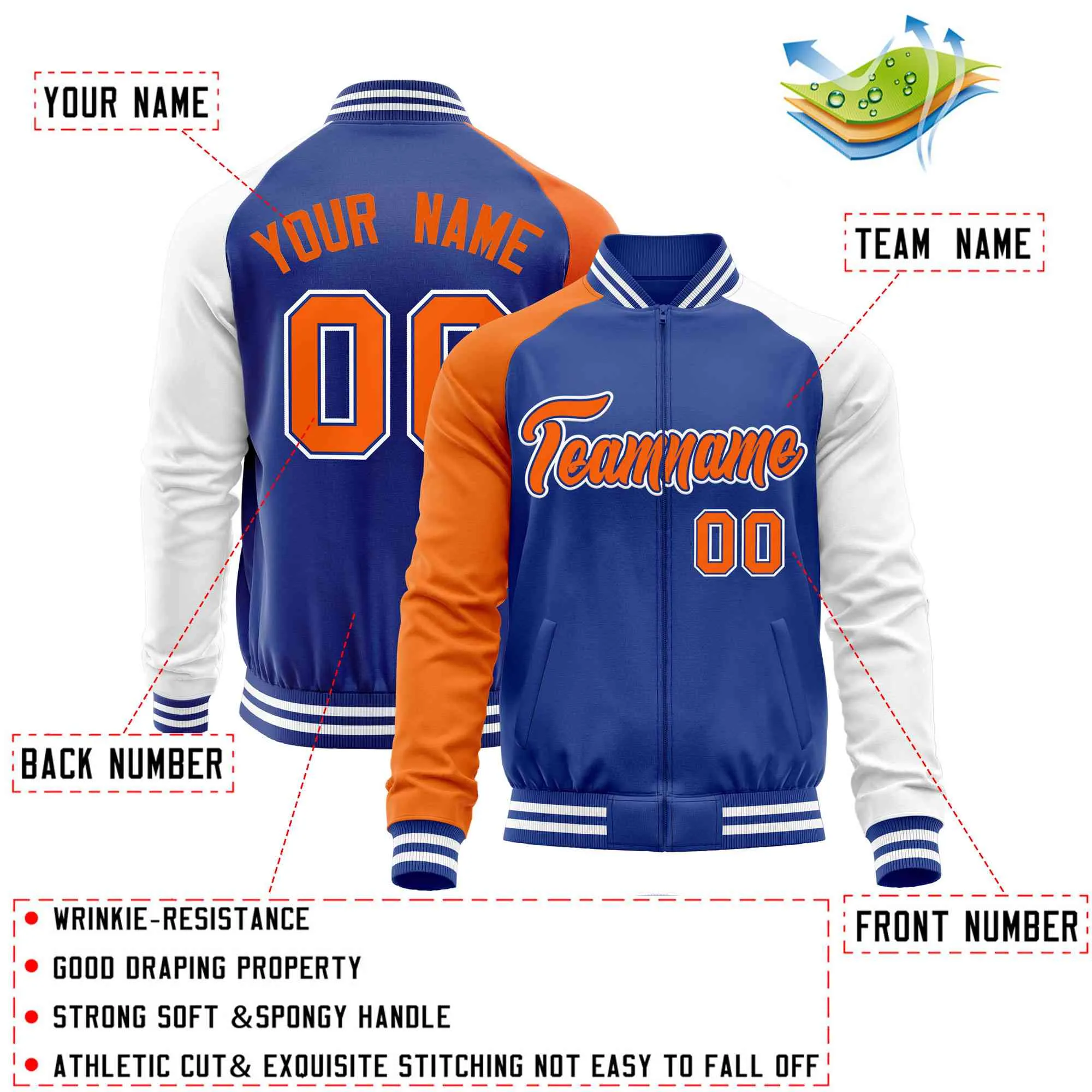 Custom Raglan Sleeves Casual Lightweight Varsity Jacket Personalized Stitched Letters & Number  Baseball Coat