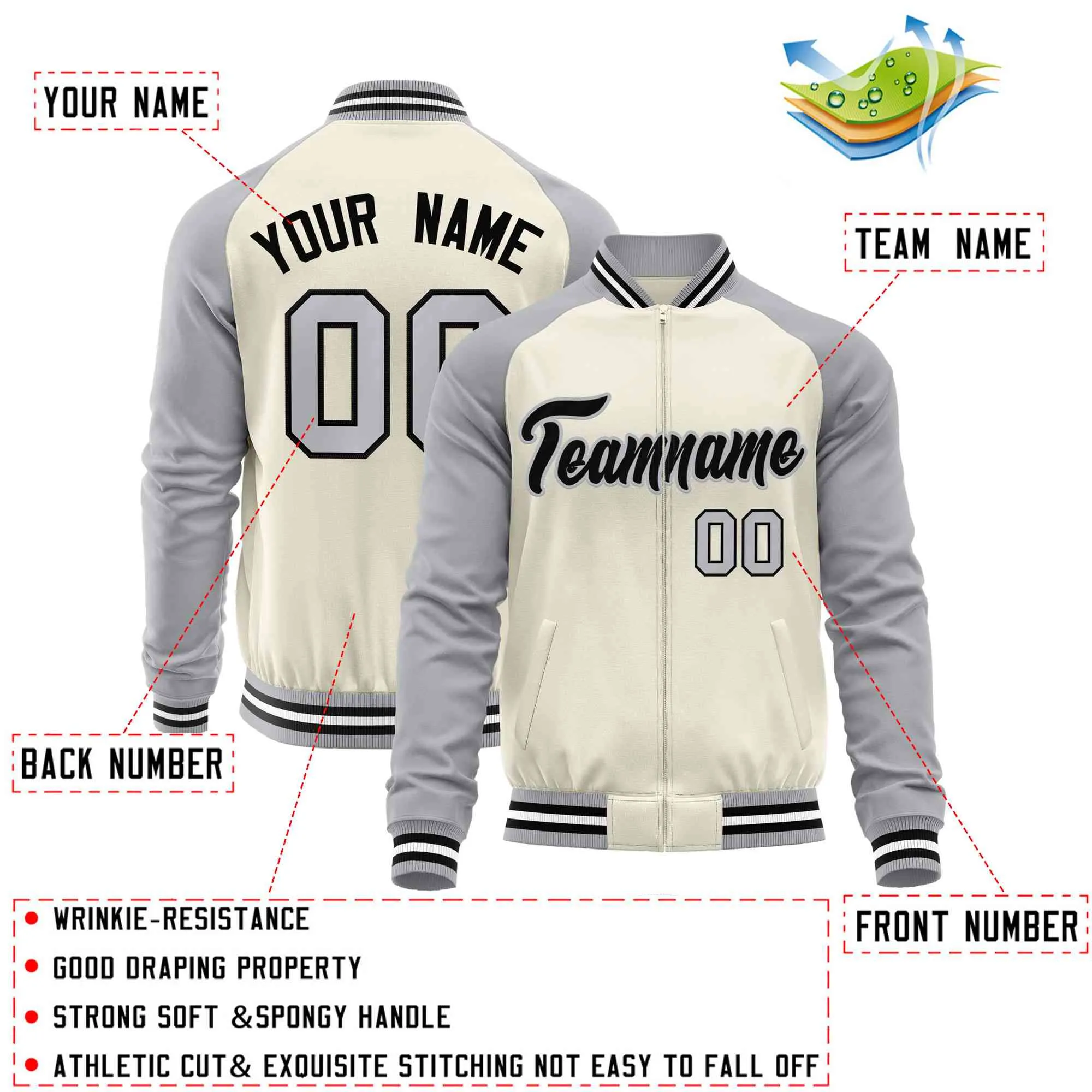 Custom Raglan Sleeves Casual Lightweight Varsity Jacket Personalized Stitched Letters & Number  Baseball Coat