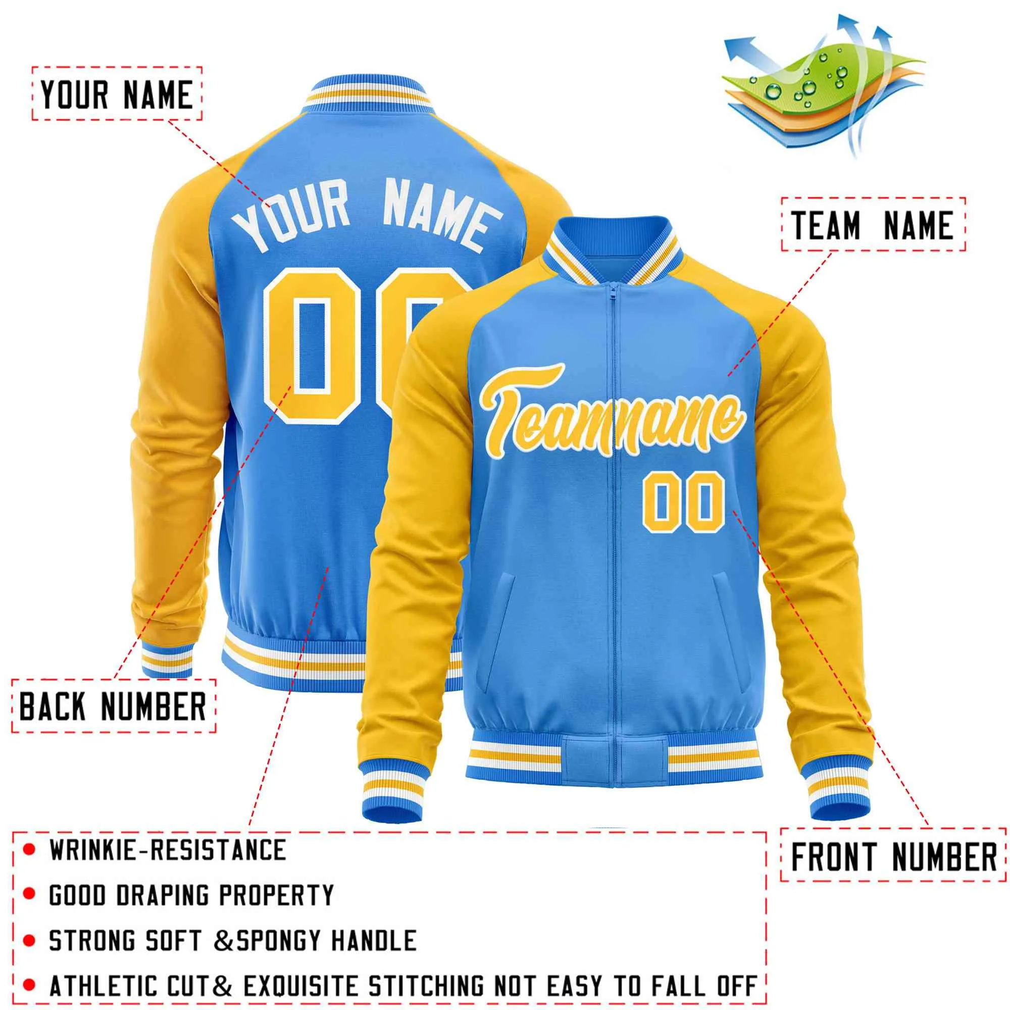 Custom Raglan Sleeves Casual Lightweight Varsity Jacket Personalized Stitched Letters & Number  Baseball Coat