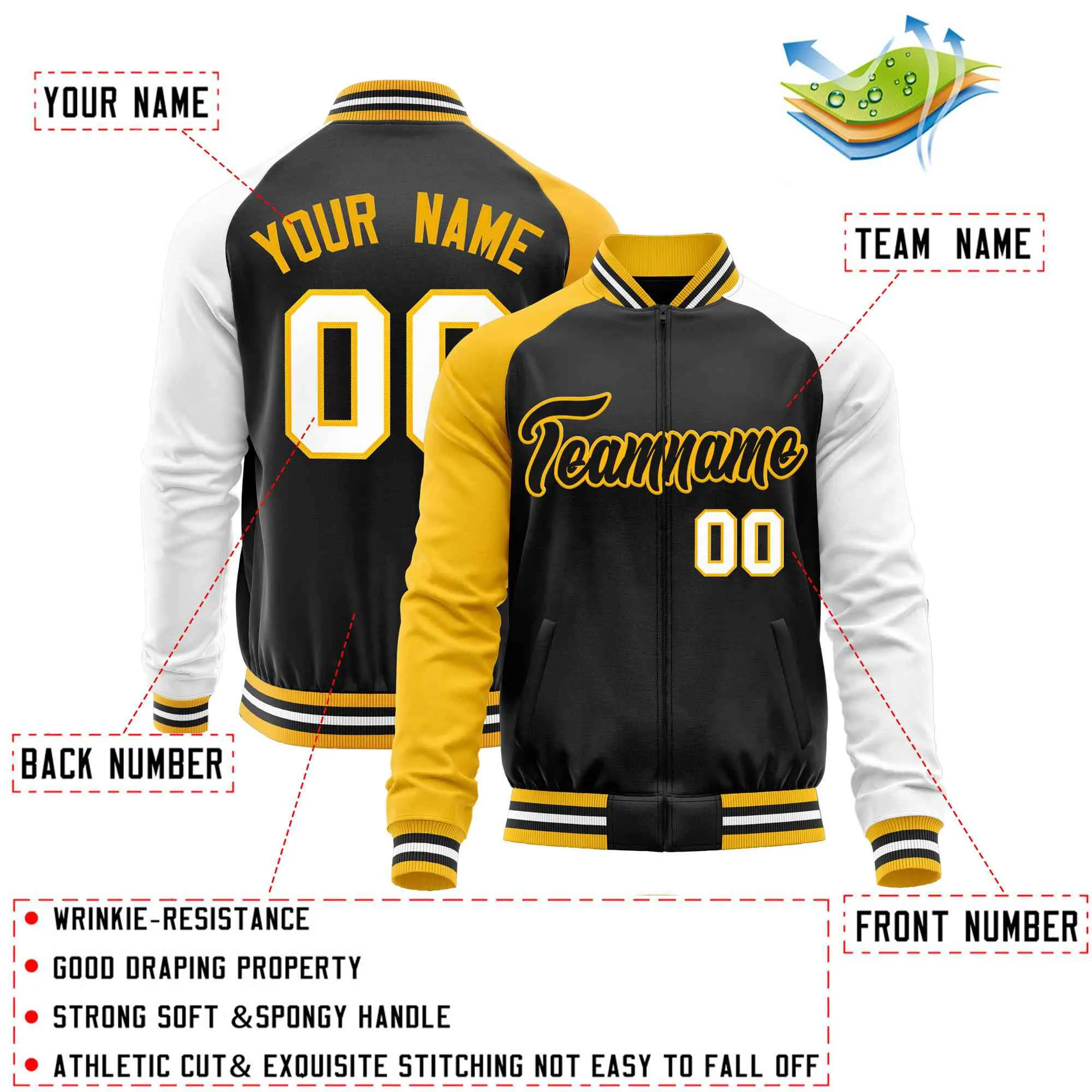 Custom Raglan Sleeves Casual Lightweight Varsity Jacket Personalized Stitched Letters & Number  Baseball Coat