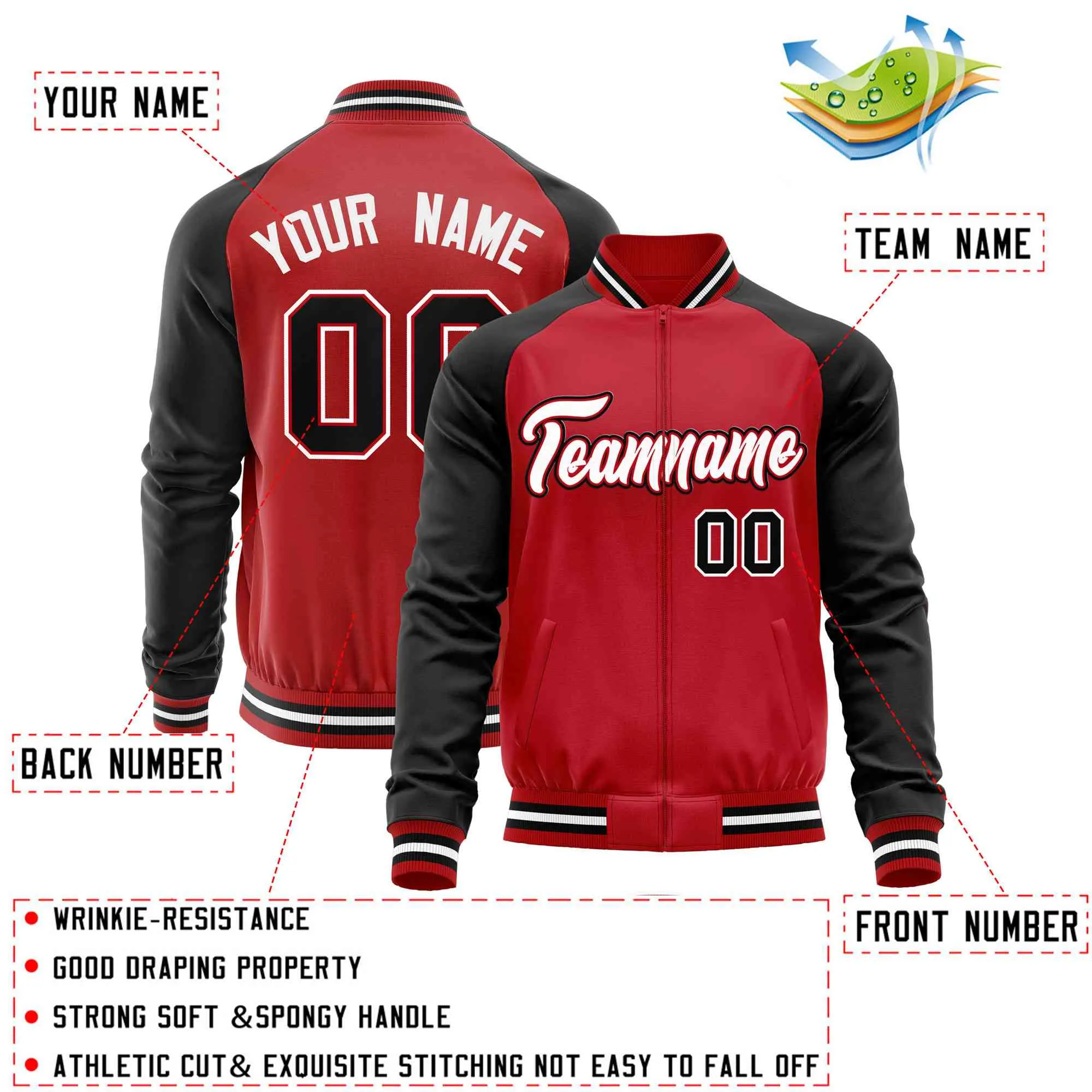 Custom Raglan Sleeves Casual Lightweight Varsity Jacket Personalized Stitched Letters & Number  Baseball Coat