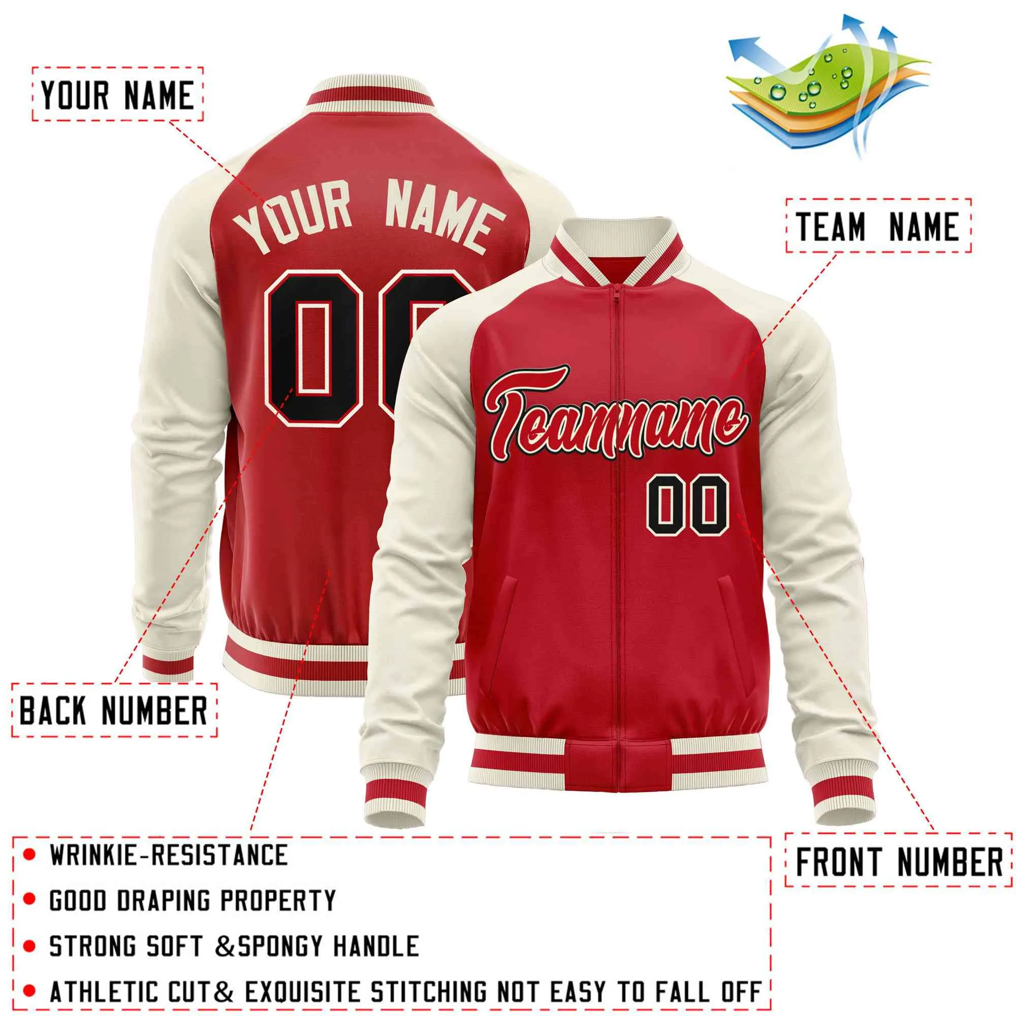 Custom Raglan Sleeves Casual Lightweight Varsity Jacket Personalized Stitched Letters & Number  Baseball Coat