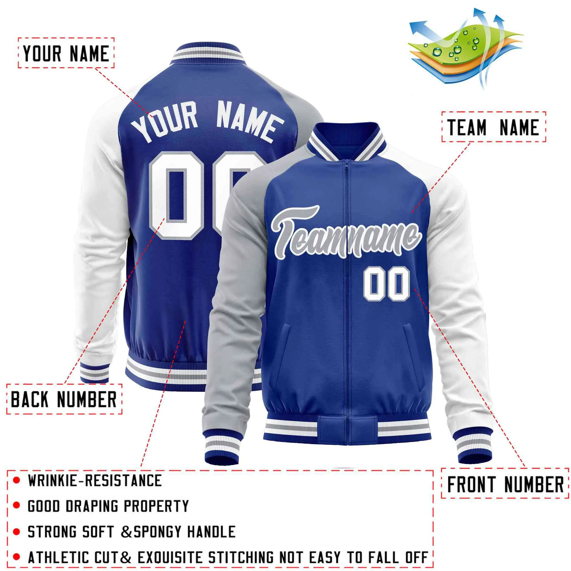 Custom Raglan Sleeves Casual Lightweight Varsity Jacket Personalized Stitched Letters & Number  Baseball Coat