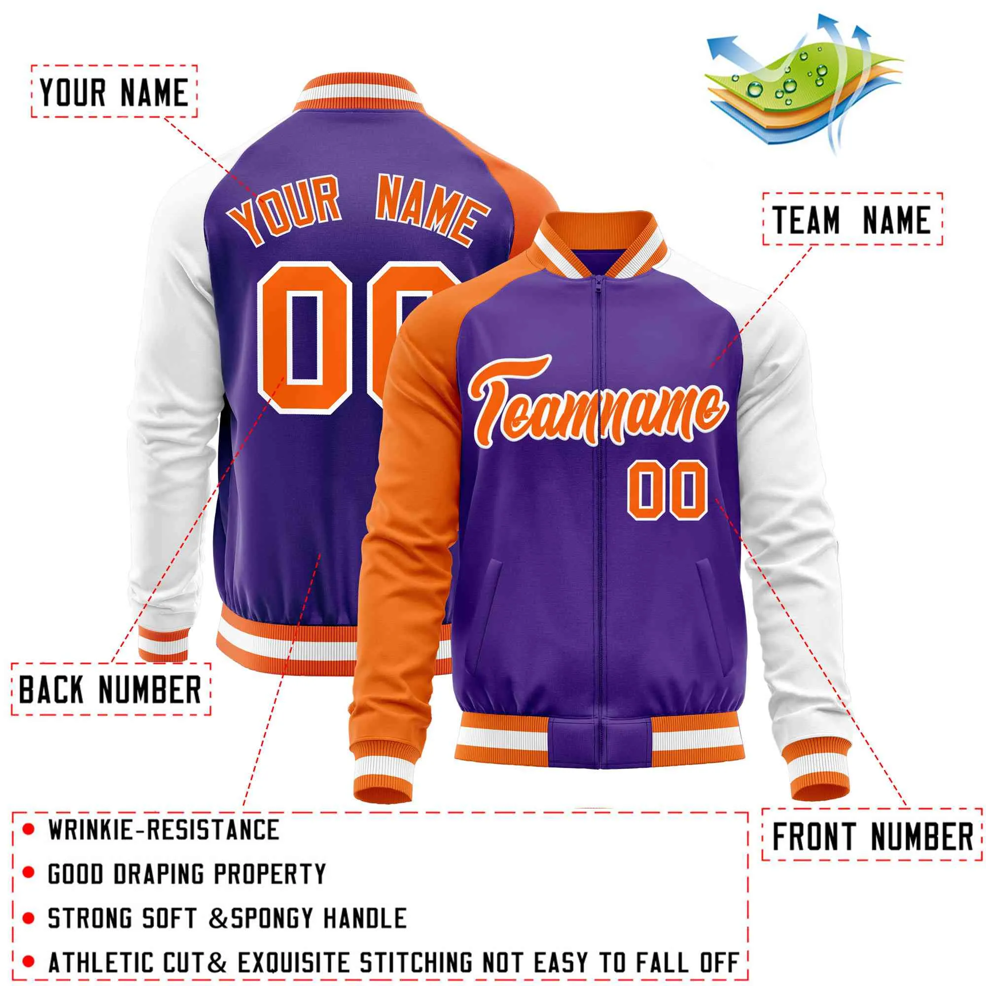 Custom Raglan Sleeves Casual Lightweight Varsity Jacket Personalized Stitched Letters & Number  Baseball Coat