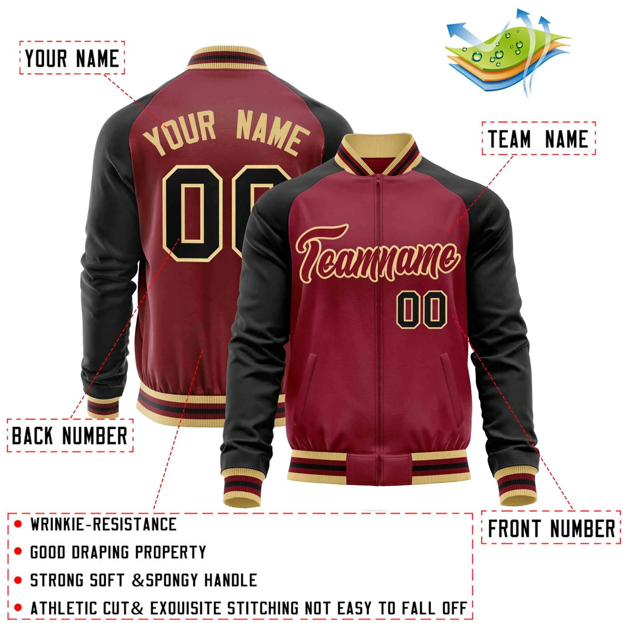 Custom Raglan Sleeves Casual Lightweight Varsity Jacket Personalized Stitched Letters & Number  Baseball Coat
