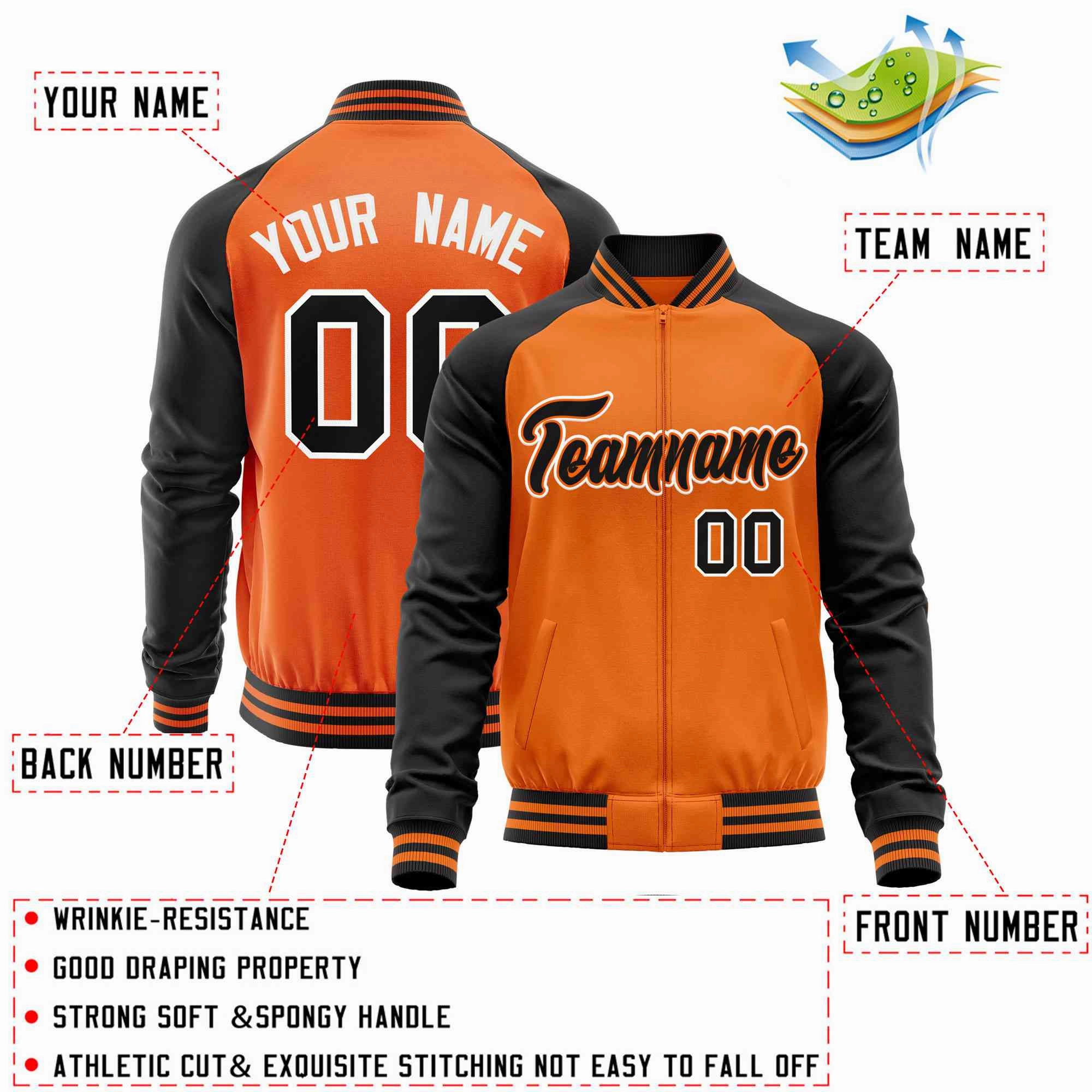 Custom Raglan Sleeves  Lightweight Varsity Jacket Personalized Stitched Letters & Number Letterman Baseball Coat