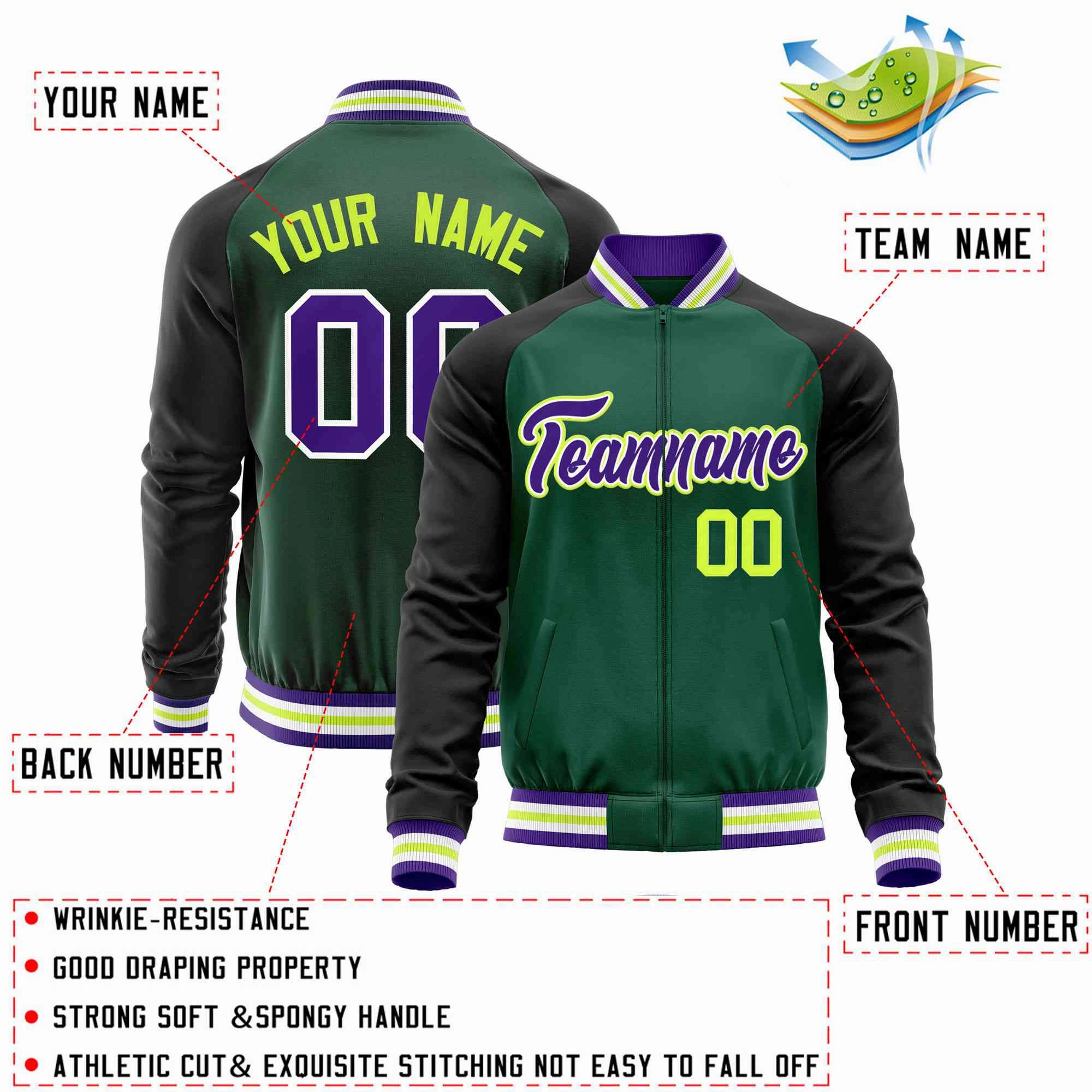 Custom Raglan Sleeves  Lightweight Varsity Jacket Personalized Stitched Letters & Number Letterman Baseball Coat