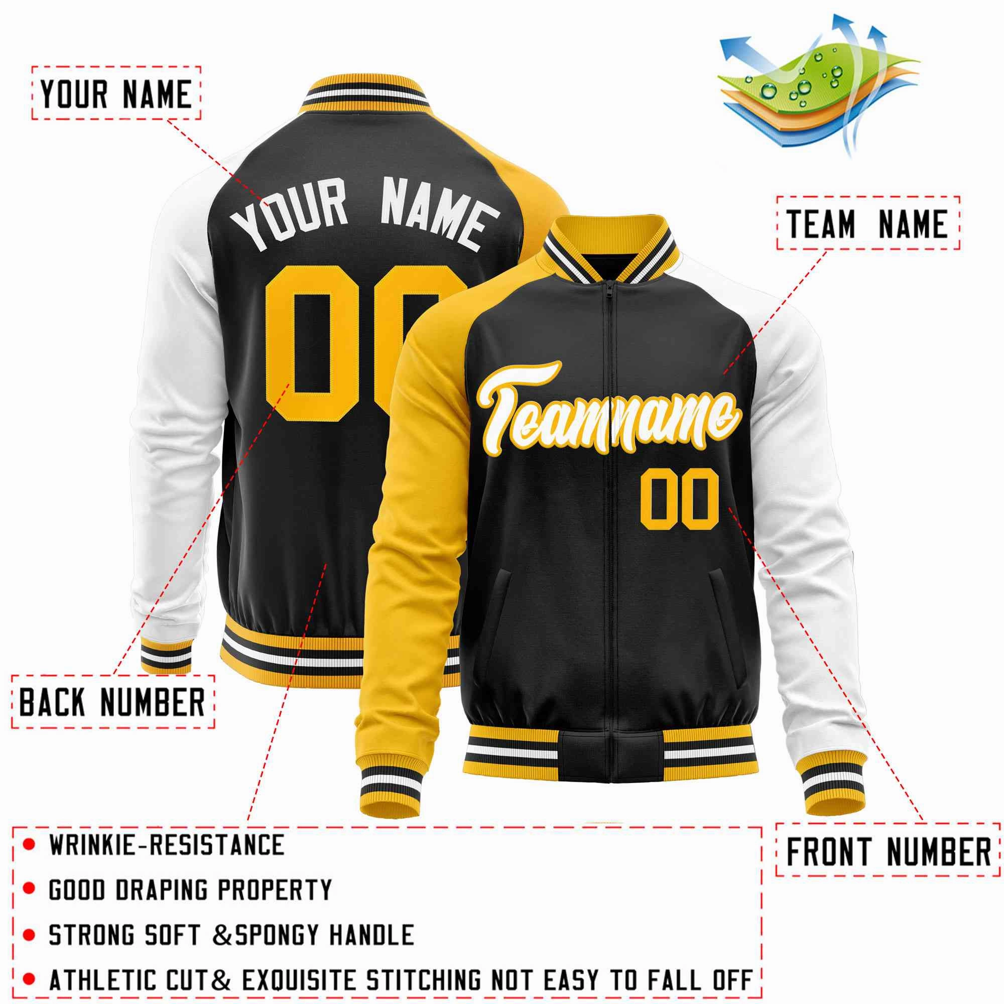 Custom Raglan Sleeves  Lightweight Varsity Jacket Personalized Stitched Letters & Number Letterman Baseball Coat