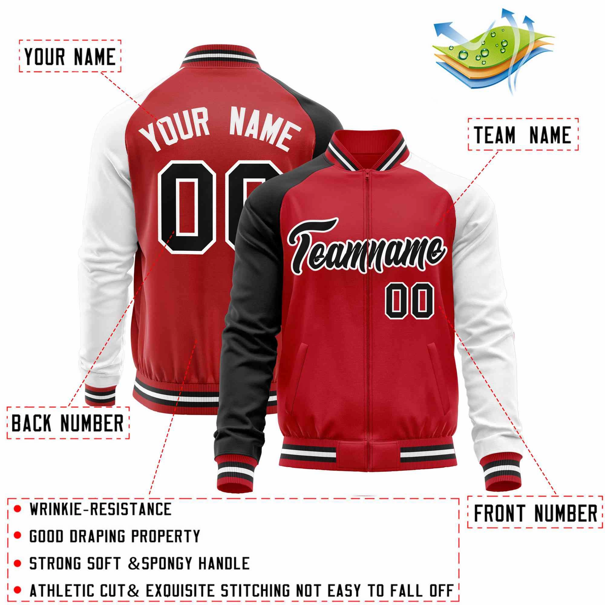Custom Raglan Sleeves  Lightweight Varsity Jacket Personalized Stitched Letters & Number Letterman Baseball Coat