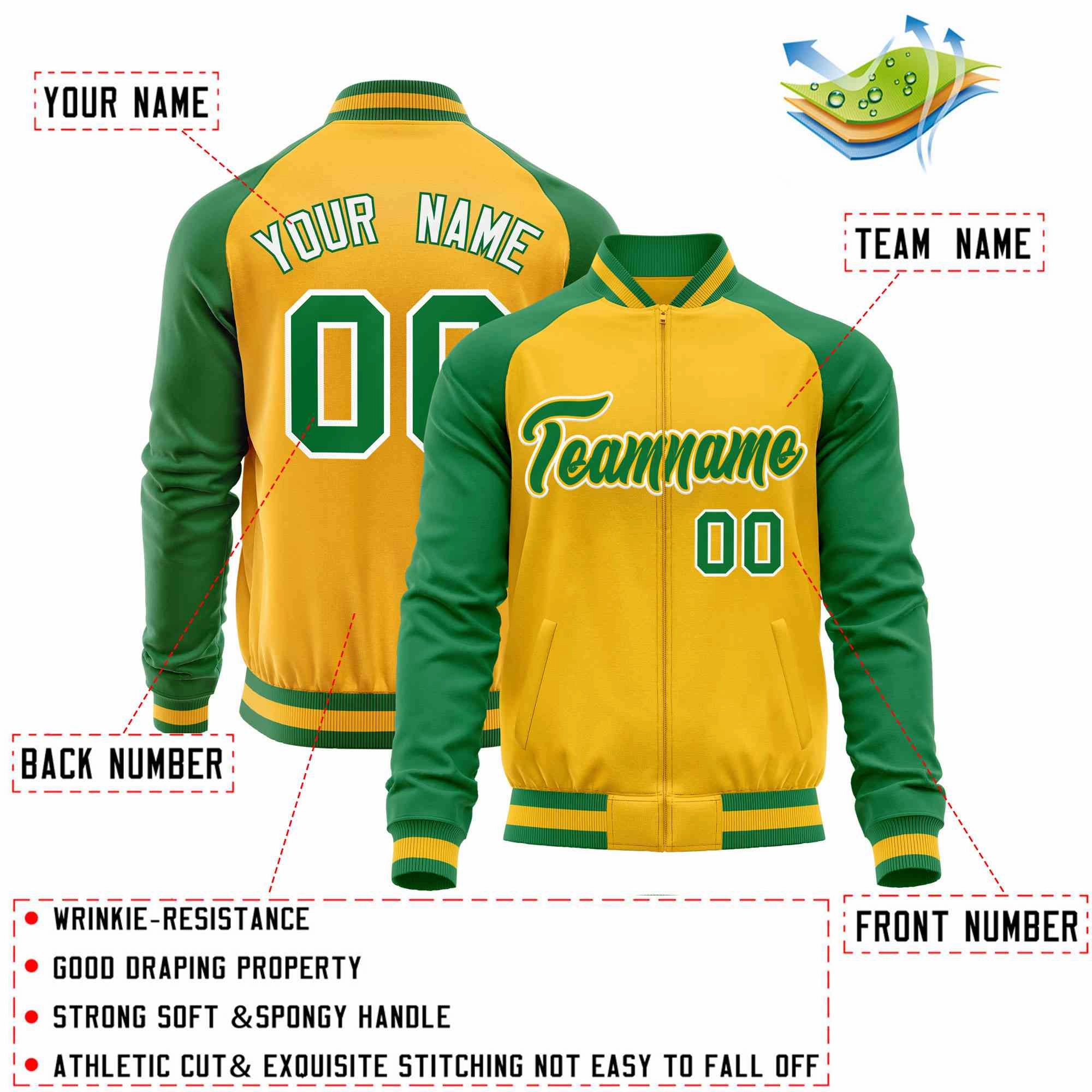 Custom Raglan Sleeves  Lightweight Varsity Jacket Personalized Stitched Letters & Number Letterman Baseball Coat