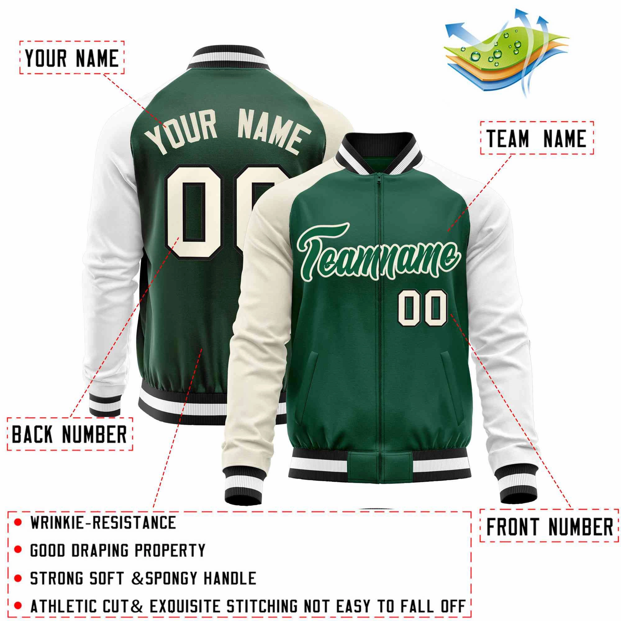 Custom Raglan Sleeves  Lightweight Varsity Jacket Personalized Stitched Letters & Number Letterman Baseball Coat